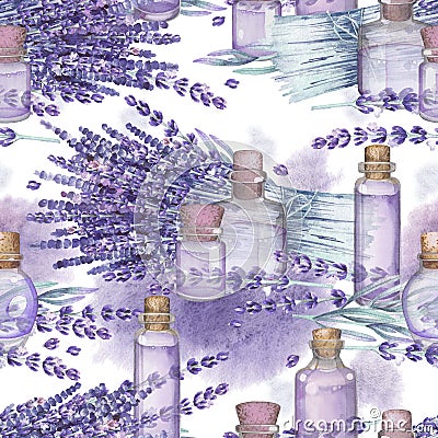 Watercolor lavender oil Stock Photo