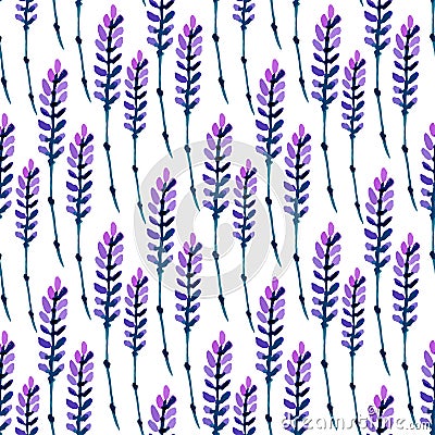 Watercolor lavender seamless pattern. Pattern for fabric, paper and other printing and web projects. Watercolor background. Stock Photo