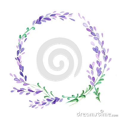 Watercolor lavender wreath Stock Photo