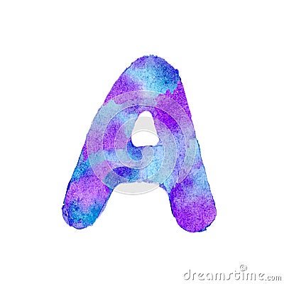 Watercolor space inspired letter A Stock Photo