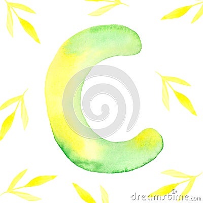 Watercolor letter on a white background Stock Photo