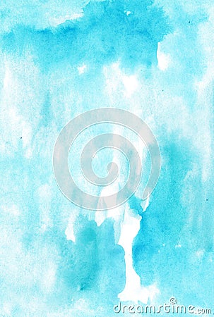 Watercolor light blue monochromatic handwork wet painting col Cartoon Illustration