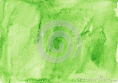 Watercolor light green background texture. Aquarelle kelly green color backdrop. Stains on paper Stock Photo