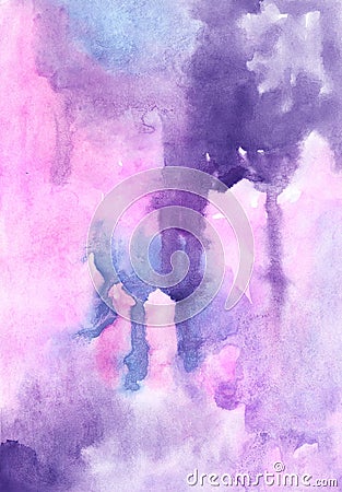 Watercolor lilac colors vivid abstract wash drawing backgrouns for design Stock Photo