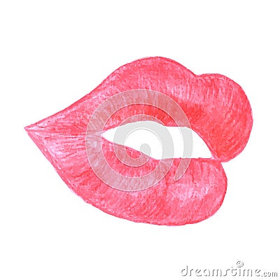 Watercolor lips. Vector Illustration