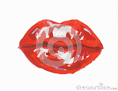 watercolor lips. Vector Illustration