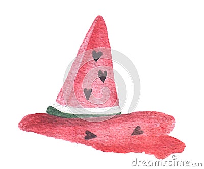 Watercolor lobule of water melon Stock Photo