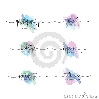 Watercolor Logo Set Vector Illustration