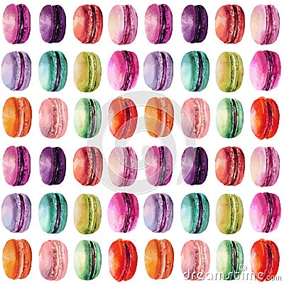 Watercolor macaron seamless pattern Vector Illustration