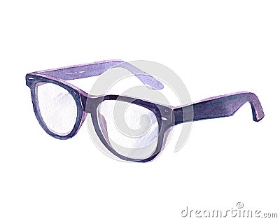 Watercolor male spectacles illustration isolated Cartoon Illustration