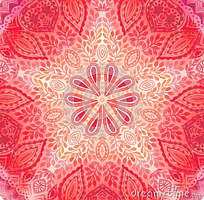 Watercolor mandala. Decor for your design, lace ornament. Stock Photo