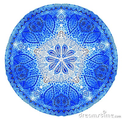 Watercolor mandala. Decor for your design, lace ornament. Stock Photo