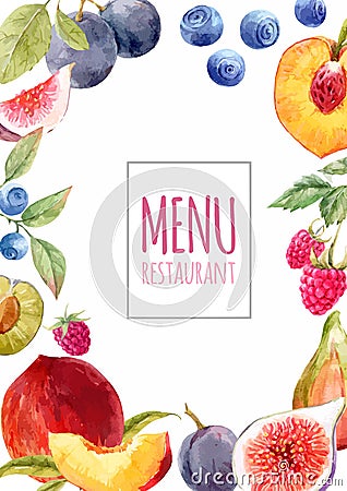 Watercolor menu template Vector Illustration