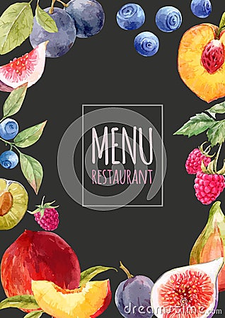 Watercolor menu template Vector Illustration