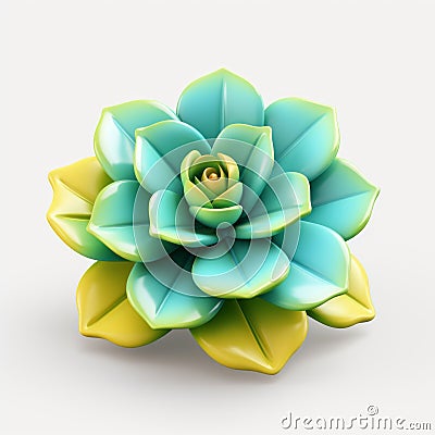 Pink And Blue Succulent 3d Model With High-contrast Shading Stock Photo