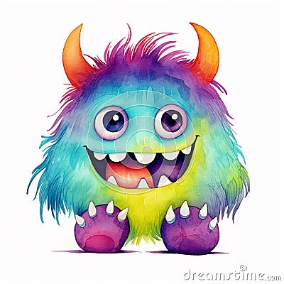 Watercolor Monster Being Creative Stock Photo