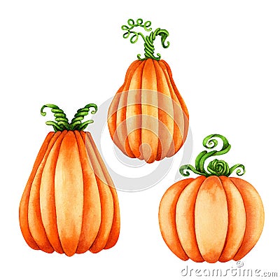 Watercolor monster pumpkin for Halloween and Harvest fest Stock Photo