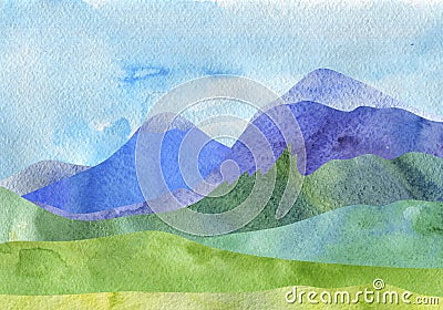 Watercolor mountain landscape Stock Photo