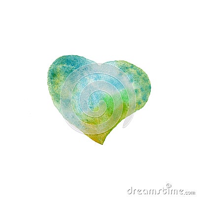 Watercolor multi-colored heart on a white background. Stock Photo