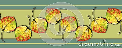 Watercolor multicolored autumn aspen leaves Stock Photo