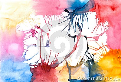 Watercolor multicolored explosion Stock Photo