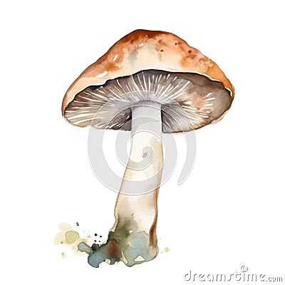 Watercolor mushroom. Stock Photo