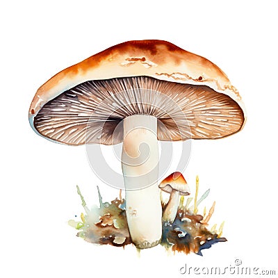 Watercolor mushroom. Stock Photo