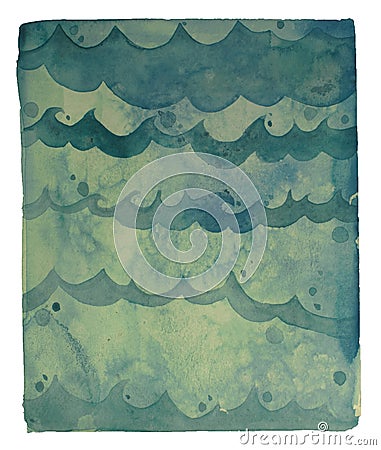 Watercolor noetic storm, rectangular sea composition. Artistic ocean background, appropriate for white typographic design Stock Photo