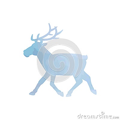 Watercolor north deer art isolated. Vector Vector Illustration