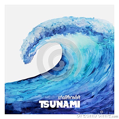 Watercolor ocean tsunami waves Vector Illustration