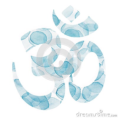 Watercolor Om Aum Symbol Stock Photo