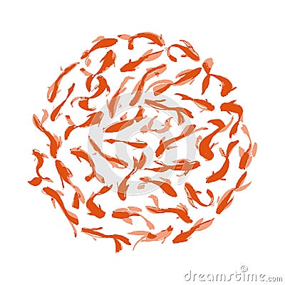 Watercolor oriental pattern with red koi carps. Stock Photo