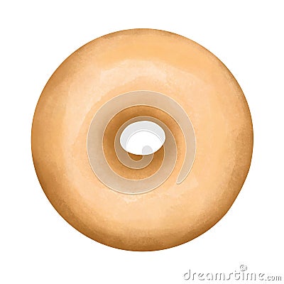 Watercolor original glazed donut. National donut day.Watercolor dessert illustration isolated on white background. Cartoon Illustration