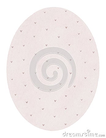 Watercolor oval rose backdrop with heart pattern Cartoon Illustration