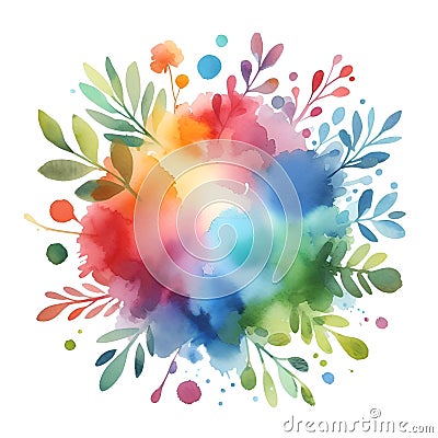 watercolor paint colorful paint spot on white background Stock Photo