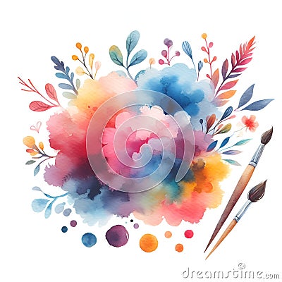 watercolor paint colorful paint spot on white background Stock Photo