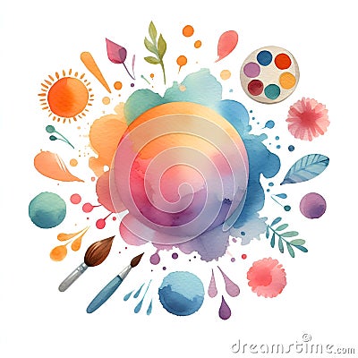 watercolor paint colorful paint spot on white background Stock Photo