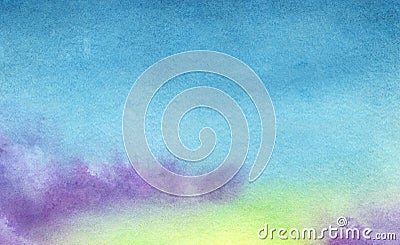 Yellow and blue abstract watercolor clouds Stock Photo