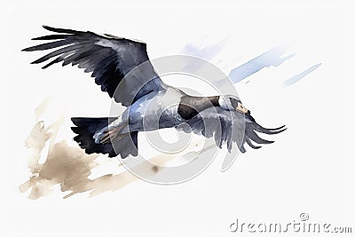 Watercolor painted grey goose on a white background Stock Photo