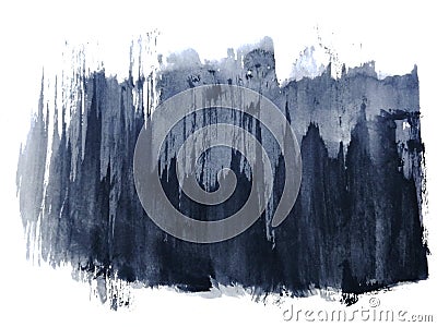 Watercolor black abstract hand drawn. isolated white background .wet on wet style. Stock Photo