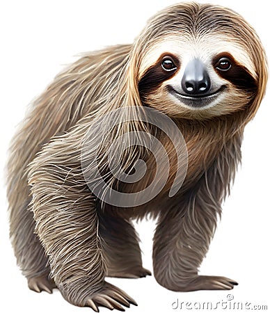 Watercolor painting of a cute Sloth (Folivora). AI-Generated. Stock Photo
