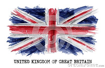 Watercolor painting flag of United kingdom of great britain UK . Vector Vector Illustration