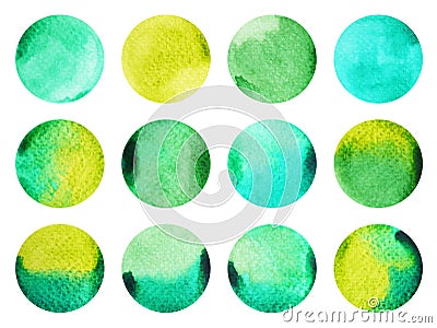 Watercolor painting green drop pattern design, hand drawing Stock Photo