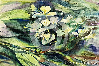 Watercolor painting original flower colorful of flowers beauty Stock Photo