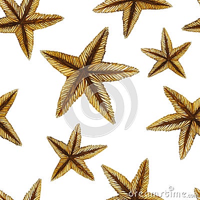 A watercolor painting of a sand color of a starfish petrified a class of invertebrates such as echinoderms Vector Illustration