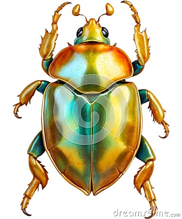 Watercolor painting of a tortoise beetle. Ai-generated Stock Photo