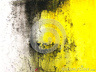 Watercolor yellow and black abstract hand drawn. isolated white background .wet on wet style. Stock Photo