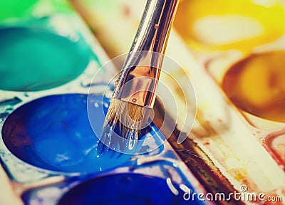 Watercolor paints Stock Photo