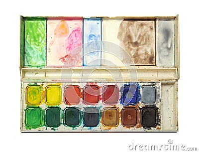 Watercolor pallet box Stock Photo