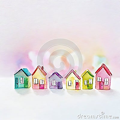Watercolor of Pastel candy miniature Stock Photo